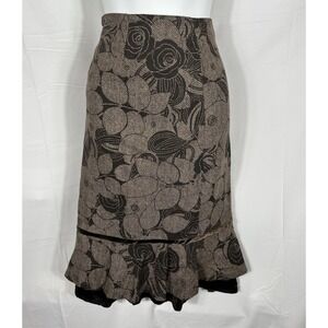 Womens Wool Blend Velvet Burnout Skirt Size 14 Brown Boho Forest Fairy Grunge